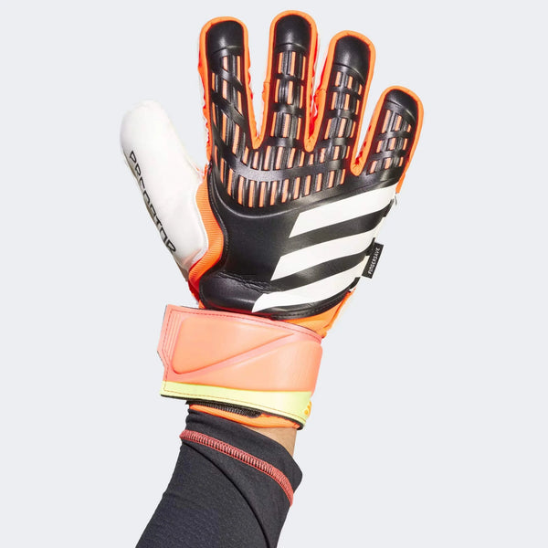 Adidas Predator Match Fingersave Goalkeeper Gloves – Black/Solar Red/Yellow